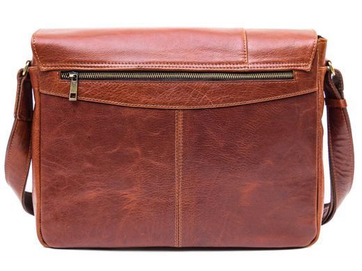 Рыжая кожаная сумка мессенджер на 15.6" Newery N8128GCR