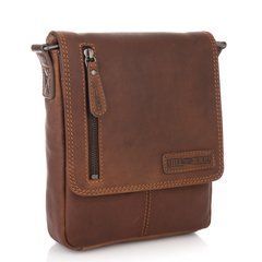 Чоловіча коричнева шкіряна сумка через плече HILL BURRY - VC10041HB Brown