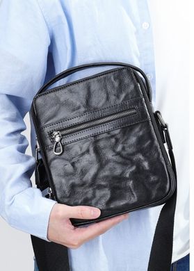 Мужская кожаная барсетка через плечо черного цвета  Bexhill BX6096 Black