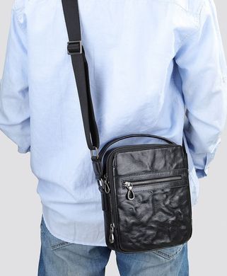 Мужская кожаная барсетка через плечо черного цвета  Bexhill BX6096 Black