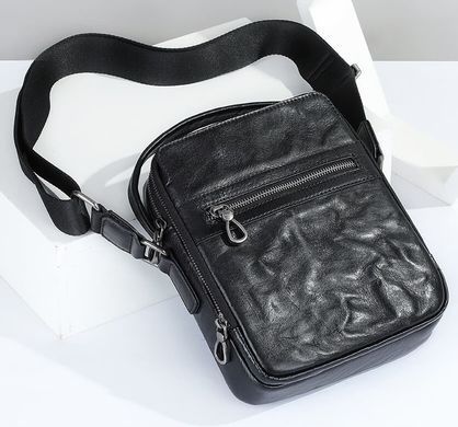 Мужская кожаная барсетка через плечо черного цвета  Bexhill BX6096 Black