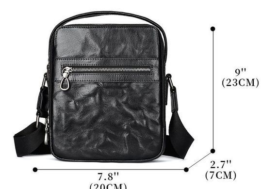 Мужская кожаная барсетка через плечо черного цвета  Bexhill BX6096 Black
