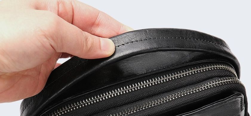 Мужская кожаная барсетка через плечо черного цвета  Bexhill BX6096 Black