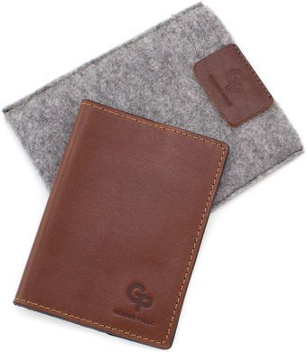 Коричнева шкіряна обкладинка для паспорта Grande Pelle 252623