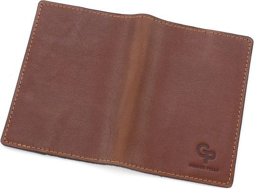 Коричнева шкіряна обкладинка для паспорта Grande Pelle 252623
