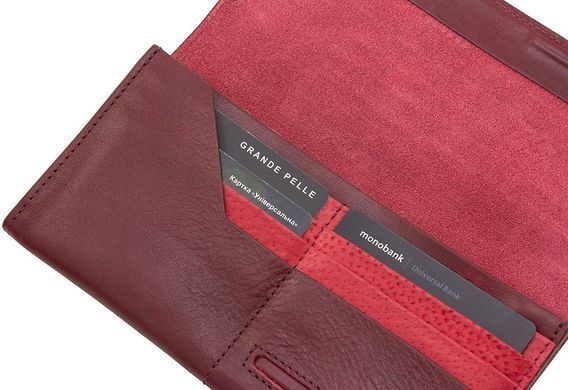 Бордовий шкіряний гаманець на магніті Grande Pelle 513661