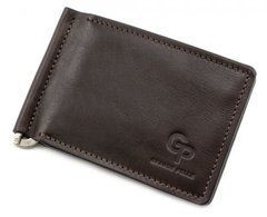 Коричневий шкіряний затискач для грошей з монетницею Grande Pelle 125620