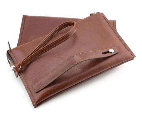 Большой мужской кожаный клатч коричневого цвета Marco Coverna 8519-3-brown
