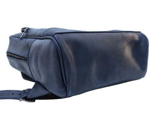 Синій вінтажний чоловічий шкіряний рюкзак Newery N1003KB