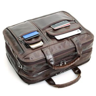 Велика шкіряна сумка на три відділення Bexhill BX8893 Coffe