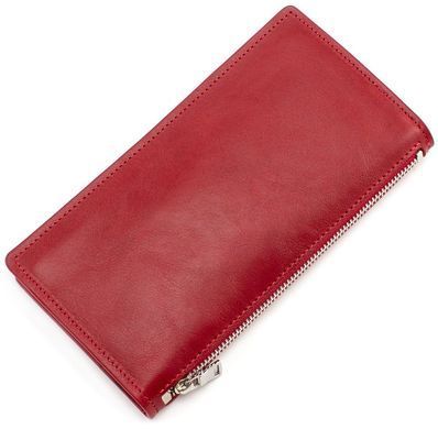 Красный женский кожаный кошелёк с внешней молнией Grande Pelle 520660