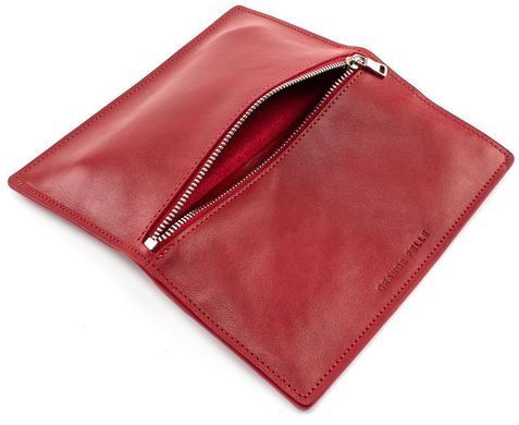 Красный женский кожаный кошелёк с внешней молнией Grande Pelle 520660