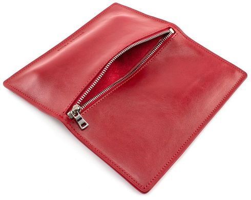 Красный женский кожаный кошелёк с внешней молнией Grande Pelle 520660