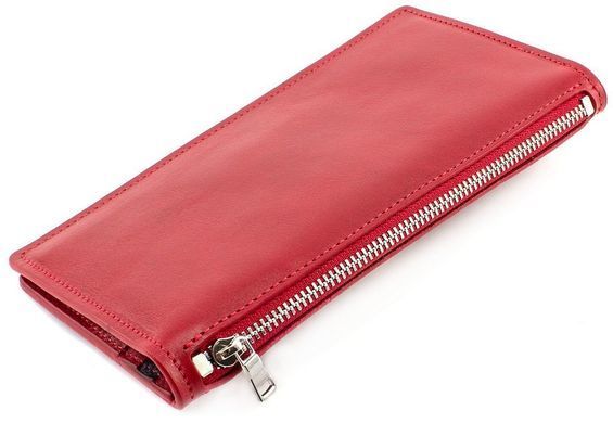 Красный женский кожаный кошелёк с внешней молнией Grande Pelle 520660