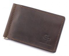Коричневий шкіряний затискач для грошей з монетницею Grande Pelle 125120