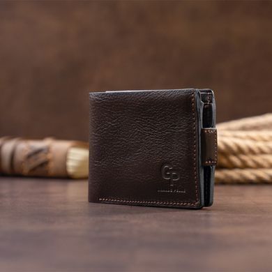 Чоловіче коричневе шкіряне портмоне маленького розміру Grande Pelle 515620