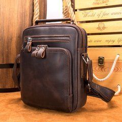 Вертикальна шкіряна барсетка темно-коричневого кольору Bexhill bx6014 Dark coffee
