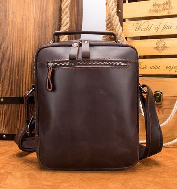 Вертикальна шкіряна барсетка темно-коричневого кольору Bexhill bx6014 Dark coffee