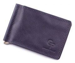 Синій шкіряний затискач для грошей з монетницею Grande Pelle 125670