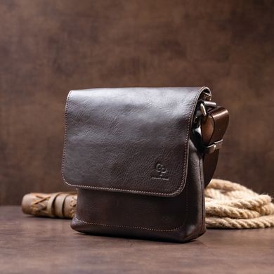 Коричнева чоловіча шкіряна сумка-месенджер ручної роботи Grande Pelle 754620