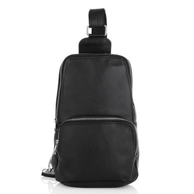 Чоловіча шкіряна сумка на груди чорного кольору Newery N41719FA