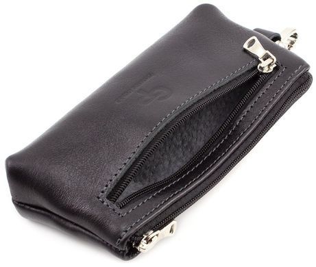 Карманная кожаная ключница чёрного цвета Grande Pelle 401610