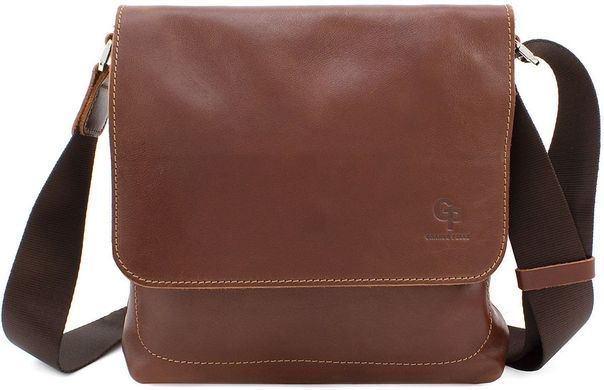 Чоловіча шкіряна сумка коньячного кольору Grande Pelle 754623