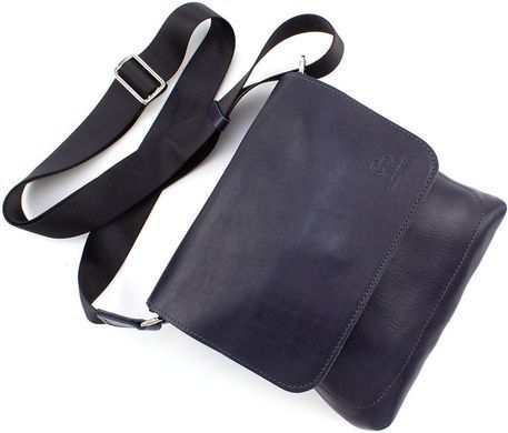 Стильна сумка середнього розміру Grande Pelle 754670 Navy Blue