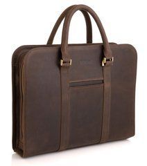 Стильний портфель з вінтажній шкіри коричневого кольору Newery N1992KC