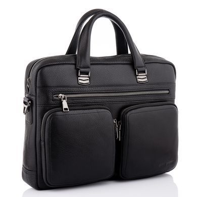 Чоловічий шкіряний портфель чорного кольору Marco Coverna MC3496-1