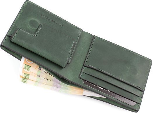 Зелёный мужской кожаный портмоне Crazy Hourse Grande Pelle 505191