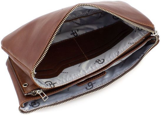 Стильная кожаная барсетка с ремнём на руку Grande Pelle 705623