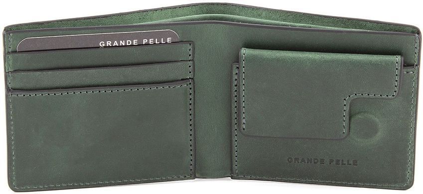 Зелёный мужской кожаный портмоне Crazy Hourse Grande Pelle 505191