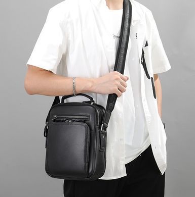 Чоловіча шкіряна сумка з ручкою чорного кольору Bexhill bx6014 Black