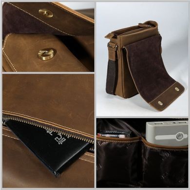 Коричнева чоловіча шкіряна сумка через плече Bexhill Bx1028 Coffe