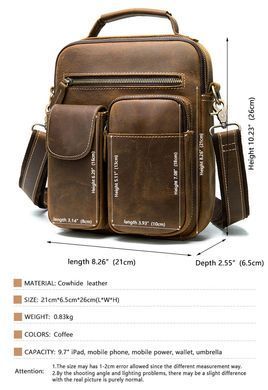 Чоловіча барсетка з вінтажної шкіри Bexhill bx3552 Coffe