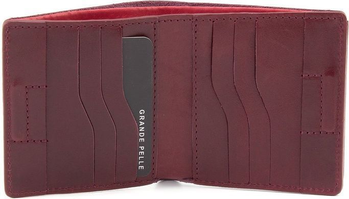 Маленький бордовий гаманець ручної роботи з натуральної шкіри Grande Pelle 537661