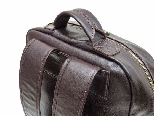 Коричневый мужской кожаный молодёжный рюкзак Newery N1003GC