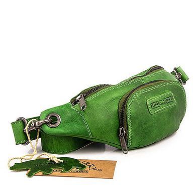 Зелёная поясная сумка из натуральной телячьей кожи Hill Burry HB3314 Green