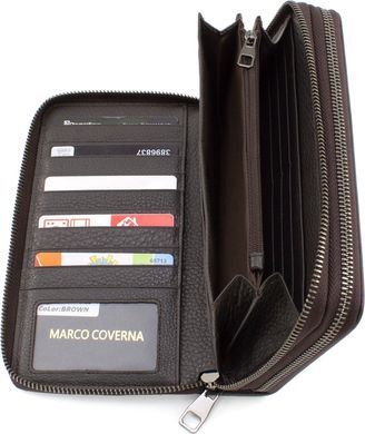 Коричневий шкіряний клатч із двома відділеннями чоловіча Marco Coverna 5902C/Q