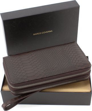 Коричневий чоловічий клатч зі шкіри під рептилію Marco Coverna 086-5902C Brown