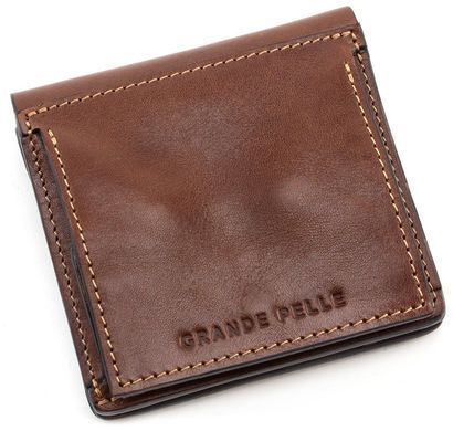 Шкіряний маленький гаманець коньячного кольору Grande Pelle 537623