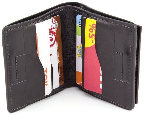 Маленьке чоловіче шкіряне портмоне чорного кольору Grande Pelle 537610