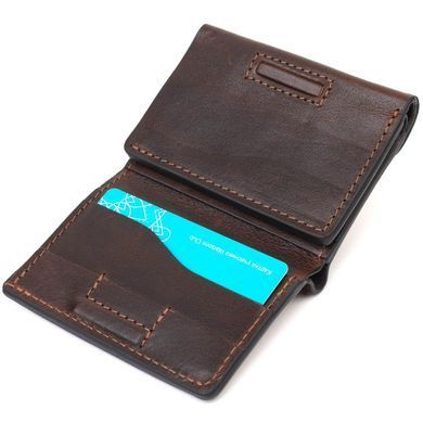 Коричневый кожаный кошелёк на магните GRANDE PELLE 503620