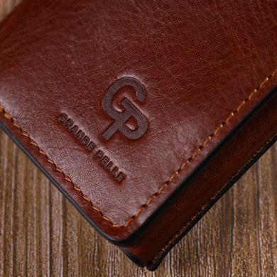 Рудий маленький шкіряний гаманець на магніті GRANDE PELLE 503623