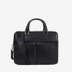Шкіряна сумка для документів чорного кольору Saffiano Virginia Conti Vc2251 Black