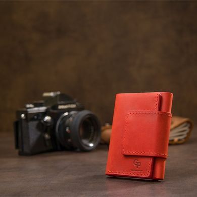Маленьке червоне жіноче портмоне з натуральної шкіри GRANDE PELLE 504160