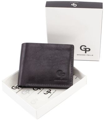 Чоловіче шкіряне портмоне на магніті чорного кольору Grande Pelle 505610