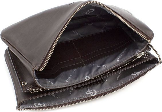 Великий чоловічий шкіряний клатч коричневого кольору Grande Pelle 705620
