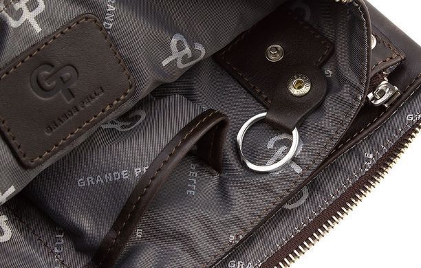 Великий чоловічий шкіряний клатч коричневого кольору Grande Pelle 705620